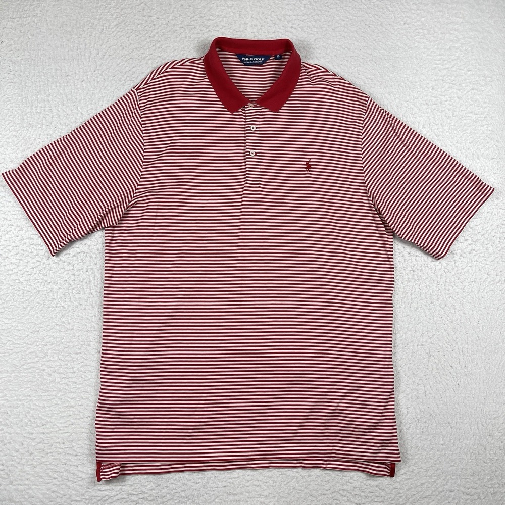Ralph Lauren Polo Shirt Mens XL Red White Striped Golf Vacation Travel Workwear